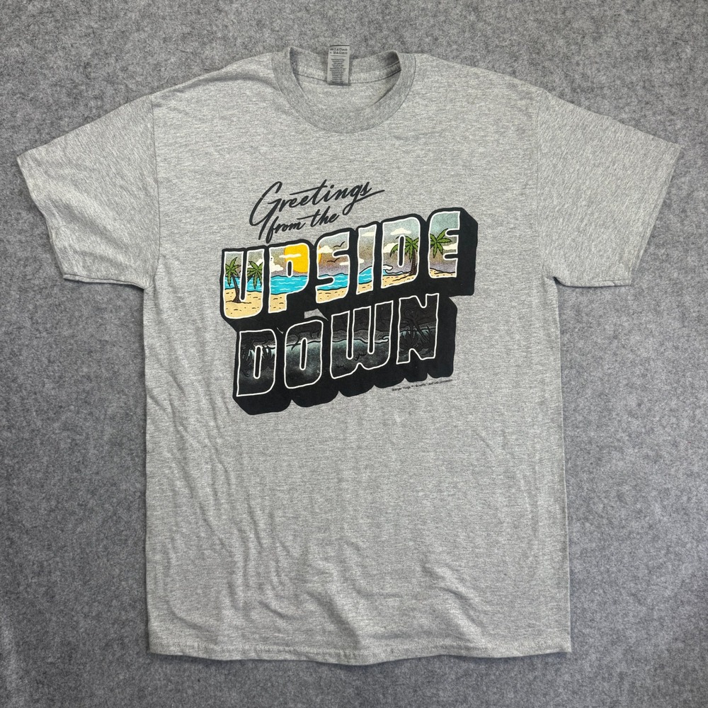 Netflix Stranger Things Mens Greetings From The Upside Down T-Shirt Size M Gray